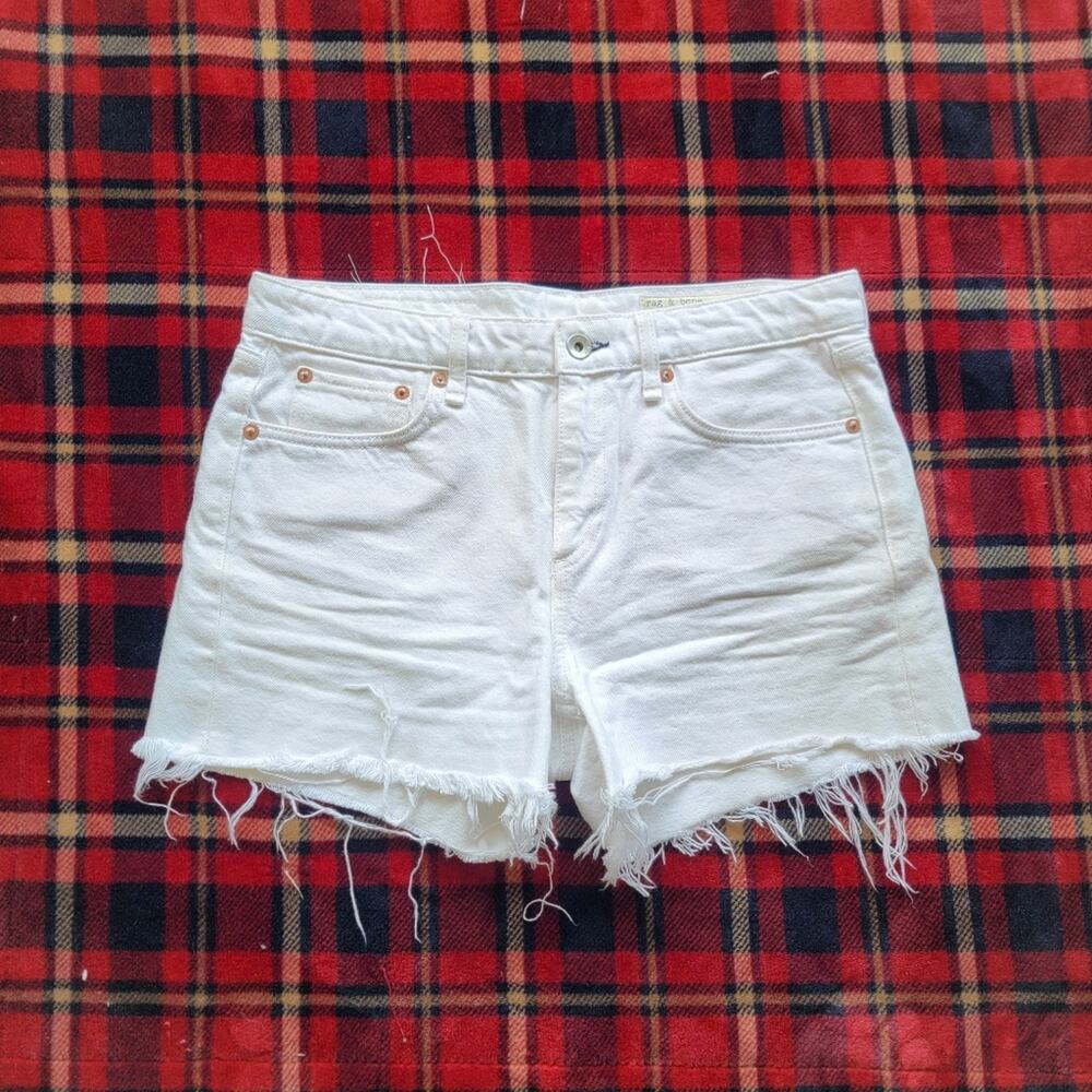 Rag & Bone Frayed White Jean Shorts